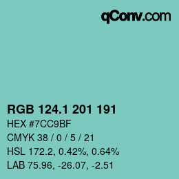 カラーコード: RGB 124.1 201 191 | qconv.com
