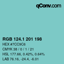 カラーコード: RGB 124.1 201 198 | qconv.com
