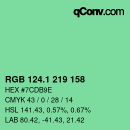 颜色代码: RGB 124.1 219 158 | qconv.com