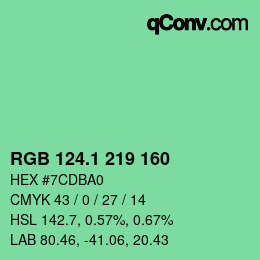 カラーコード: RGB 124.1 219 160 | qconv.com