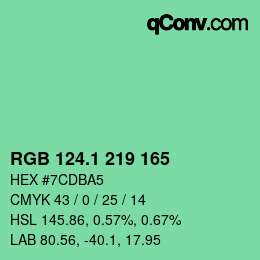 カラーコード: RGB 124.1 219 165 | qconv.com