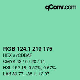 カラーコード: RGB 124.1 219 175 | qconv.com