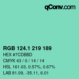 カラーコード: RGB 124.1 219 189 | qconv.com