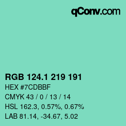 カラーコード: RGB 124.1 219 191 | qconv.com