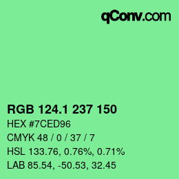 カラーコード: RGB 124.1 237 150 | qconv.com