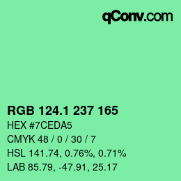 カラーコード: RGB 124.1 237 165 | qconv.com