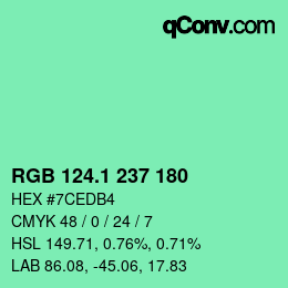 カラーコード: RGB 124.1 237 180 | qconv.com