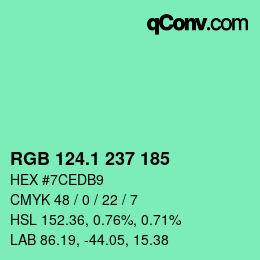 カラーコード: RGB 124.1 237 185 | qconv.com