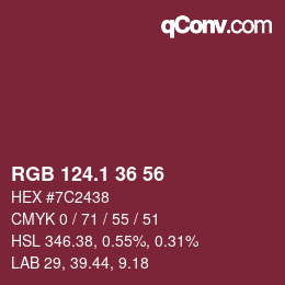 カラーコード: RGB 124.1 36 56 | qconv.com