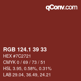 カラーコード: RGB 124.1 39 33 | qconv.com