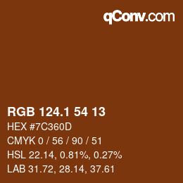 カラーコード: RGB 124.1 54 13 | qconv.com