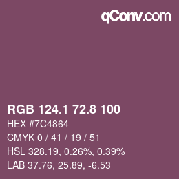 カラーコード: RGB 124.1 72.8 100 | qconv.com