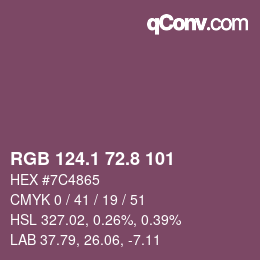 Color code: RGB 124.1 72.8 101 | qconv.com