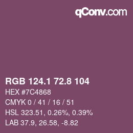 カラーコード: RGB 124.1 72.8 104 | qconv.com