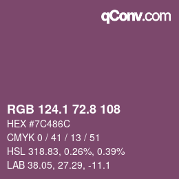 カラーコード: RGB 124.1 72.8 108 | qconv.com