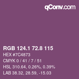 カラーコード: RGB 124.1 72.8 115 | qconv.com