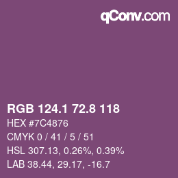 カラーコード: RGB 124.1 72.8 118 | qconv.com