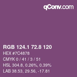 カラーコード: RGB 124.1 72.8 120 | qconv.com