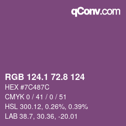 カラーコード: RGB 124.1 72.8 124 | qconv.com