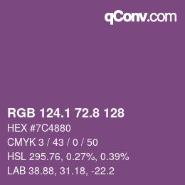 カラーコード: RGB 124.1 72.8 128 | qconv.com
