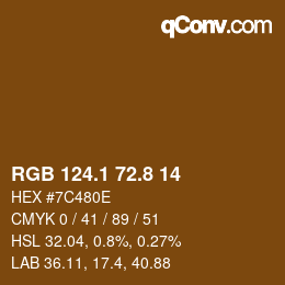 Color code: RGB 124.1 72.8 14 | qconv.com