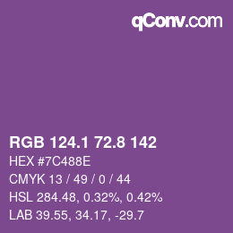 カラーコード: RGB 124.1 72.8 142 | qconv.com