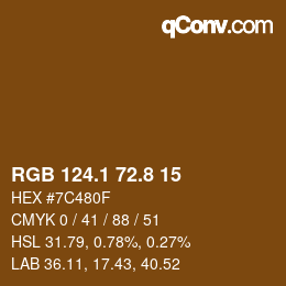 Color code: RGB 124.1 72.8 15 | qconv.com