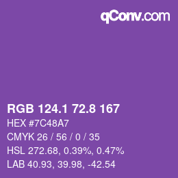 カラーコード: RGB 124.1 72.8 167 | qconv.com