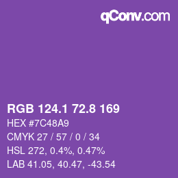 カラーコード: RGB 124.1 72.8 169 | qconv.com