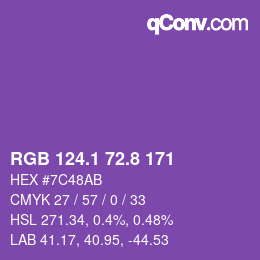 カラーコード: RGB 124.1 72.8 171 | qconv.com