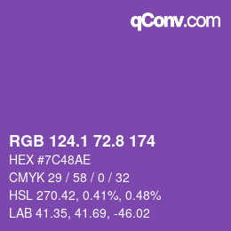 カラーコード: RGB 124.1 72.8 174 | qconv.com