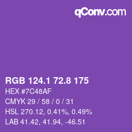 カラーコード: RGB 124.1 72.8 175 | qconv.com