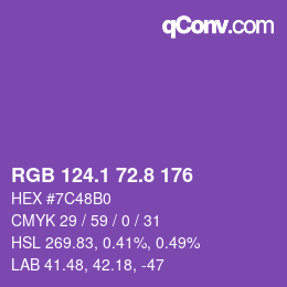 カラーコード: RGB 124.1 72.8 176 | qconv.com
