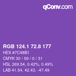 カラーコード: RGB 124.1 72.8 177 | qconv.com