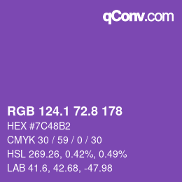 カラーコード: RGB 124.1 72.8 178 | qconv.com