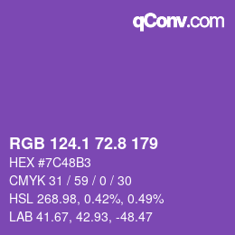 カラーコード: RGB 124.1 72.8 179 | qconv.com