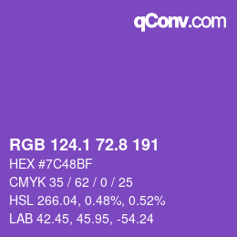 カラーコード: RGB 124.1 72.8 191 | qconv.com