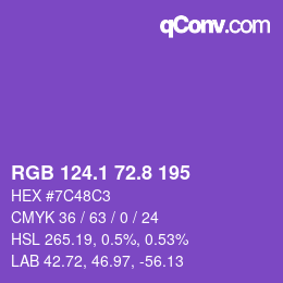 カラーコード: RGB 124.1 72.8 195 | qconv.com