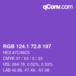 カラーコード: RGB 124.1 72.8 197 | qconv.com