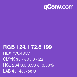 カラーコード: RGB 124.1 72.8 199 | qconv.com