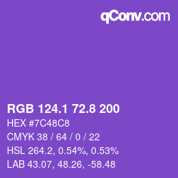 カラーコード: RGB 124.1 72.8 200 | qconv.com