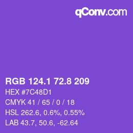 カラーコード: RGB 124.1 72.8 209 | qconv.com