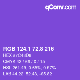 カラーコード: RGB 124.1 72.8 216 | qconv.com