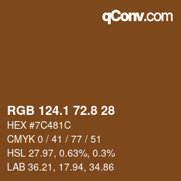 カラーコード: RGB 124.1 72.8 28 | qconv.com