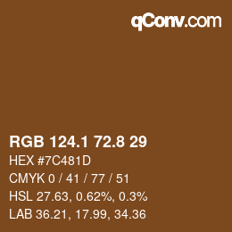 Farbcode: RGB 124.1 72.8 29 | qconv.com