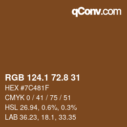 Color code: RGB 124.1 72.8 31 | qconv.com