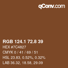 Farbcode: RGB 124.1 72.8 39 | qconv.com