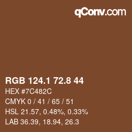 Color code: RGB 124.1 72.8 44 | qconv.com