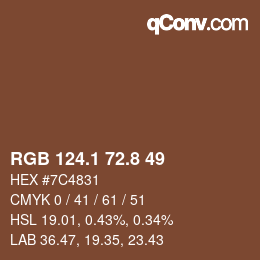 Color code: RGB 124.1 72.8 49 | qconv.com