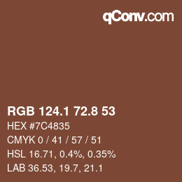 Color code: RGB 124.1 72.8 53 | qconv.com